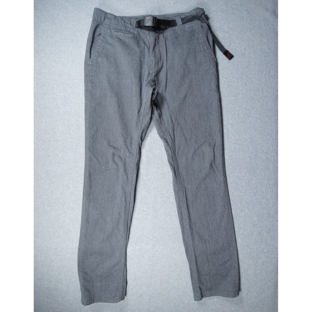 Gramicci Pants Mens Small Gray Slim Fit Belted Flat Front Outdoors Hike Camp